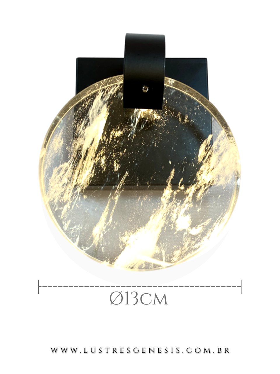 Arandela Moderna Celeste Dourado com LED Integrado Lustres G&ecirc;nesis loja online de Lustres e Ilumina&ccedil;&atilde;o Decorativa